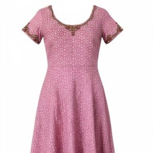 Handmade Fuchsia Pink Silk Sequin Ornate Vintage Kurta Tunic Top Size S